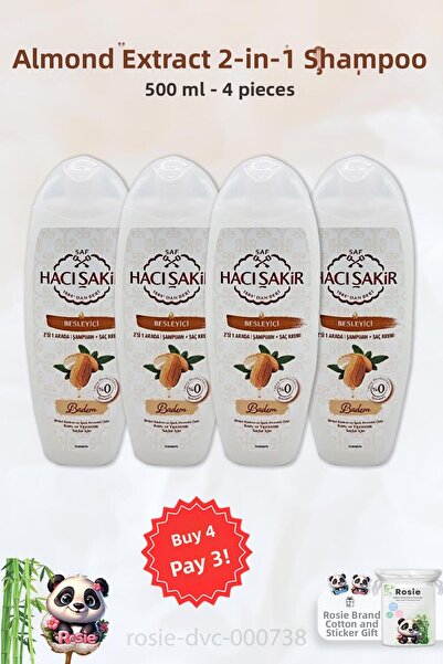 Hacı Şakir 500 مل شامبو مغذي باللوز 2 في 1 من هاجي شاكر - روزي