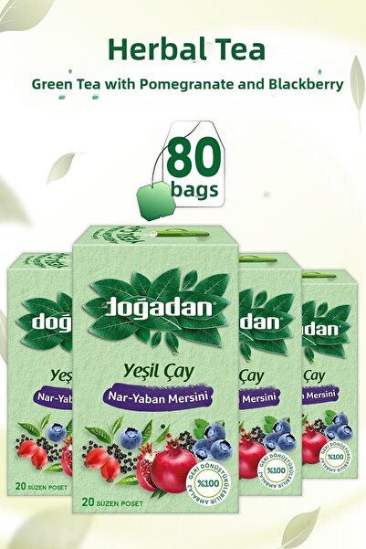 Doğadan Green Tea Pomegranate Blueberry 20 Pack X 4 Pieces