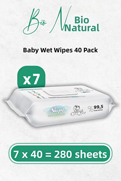 Sleepy منشفة مبللة لحديثي الولادة من بيو ناتشورال 40 × 7 قطع (280 ورقة)