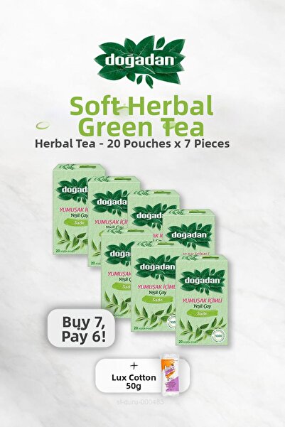 Doğadan اشترِ 7 واحصل على 6 شاي أخضر سائل ناعم 20 قطعة، قطن