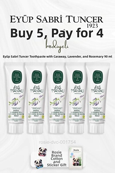 Eyüp Sabri Tuncer معجون أسنان 90 مل - أسود مع مستخلص اللافندر والزعتر والوردي...