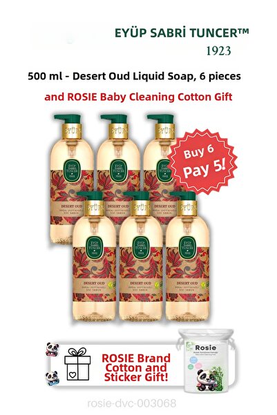 Eyüp Sabri Tuncer صابون سائل ديزرت عود 500 مل اشتري 6 واحصل على 5 وهدية روزي