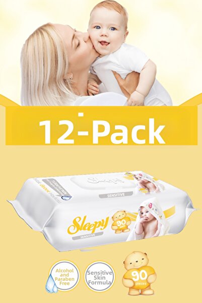 Sleepy منشفة مبللة للأطفال الحساسة - 12 منديلًا مبللًا من التسعينيات