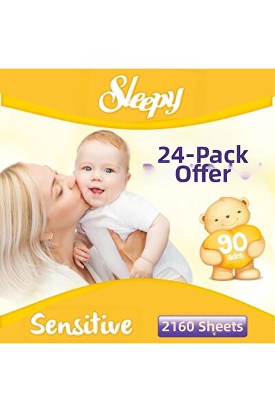 Sleepy الحساسة 90 ورقة 24 حزمة مناديل مبللة