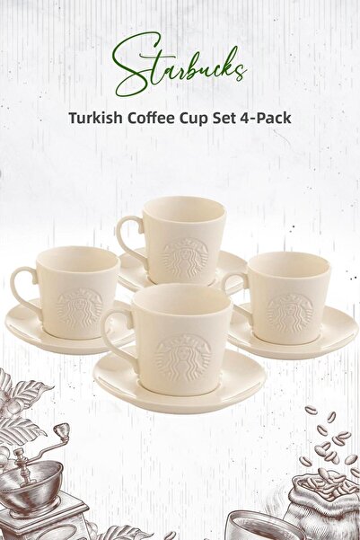 Starbucks ®   طقم فناجين قهوة تركية مكون من 4 قطع