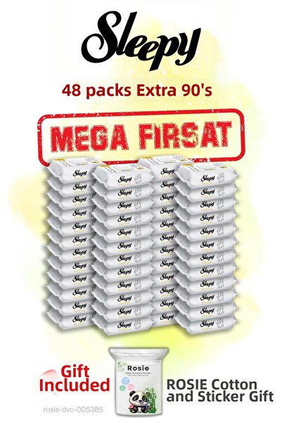 Sleepy مجموعة من 48 منشفة أطفال مبللة للغاية من التسعينيات وهدية روزي