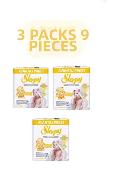 Sleepy الحساسة 90 ورقة 3 عبوات 9 مناديل مبللة