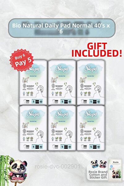 Sleepy اشتري 6 واحصل على 5 فوط يومية طبيعية من بايو، عبوة عادية مكونة من 40 ق...