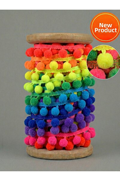 Massaltay Panglică cu pompon colorat 3 metri – Decorativă, pentru henna, petr...