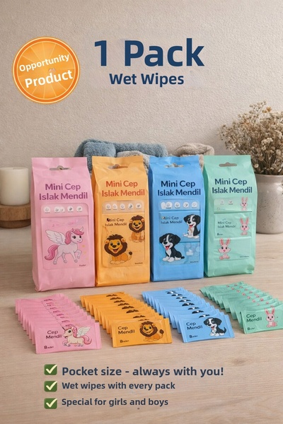 ANI OFİS KIRTASİYE A K عبوة واحدة من مناديل مبللة صغيرة للجيب، عبوة من 8 قطع ...