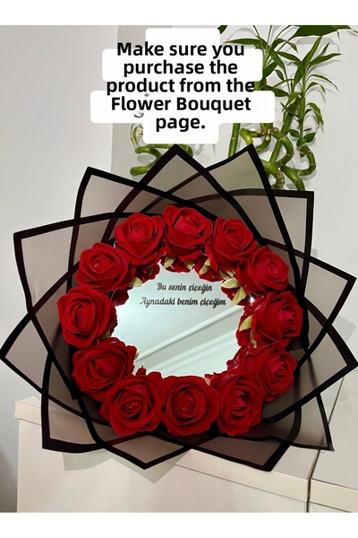 Pretty باقة زهور مع مرآة، هدية عيد الحب، باقة زهور لا تبهت، هدية عيد ميلاد، ب...