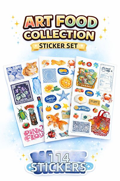 LABELOVE مجموعة ملصقات الفن والطعام مكونة من 114 قطعة |   ملصق زخرفي بتصميم ع...