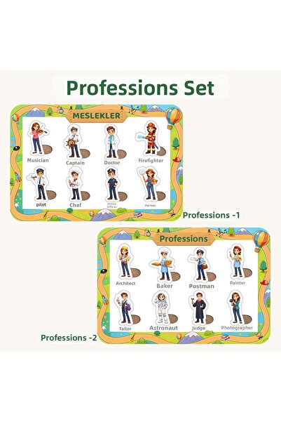 NCPUZZLES Wooden Turkish Educational and Learning Puzzle Set of 2 - Professions