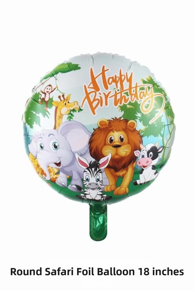 Bunloon Safari Themed Round Foil Balloon 18 Inch Birthday Decoration