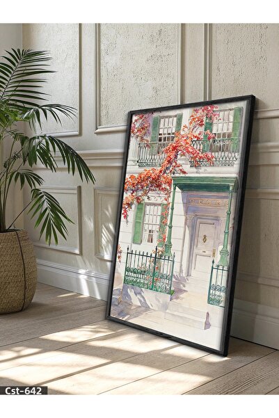 Evinemoda Преплетена къща Единична картина с черна дървена рамка