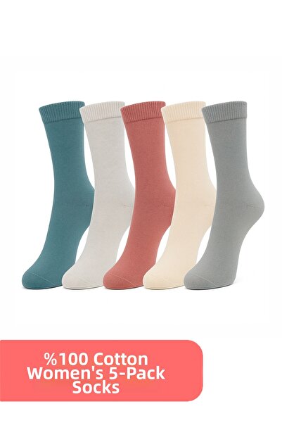lacelove 100% Cotton First Quality Combed Cotton Socks Set - Women's 5-Piece ...