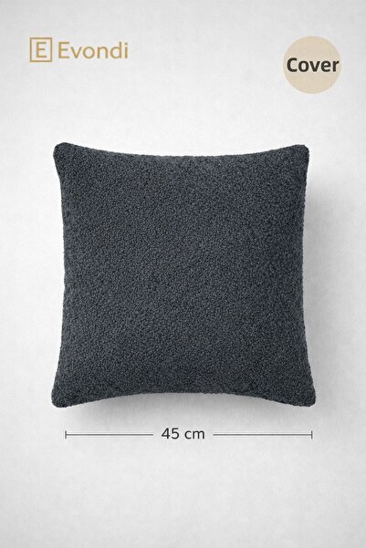 Evondi Anthracite Gray Throw Pillow Cover 45X45 – Textured Washable Fabric, M...