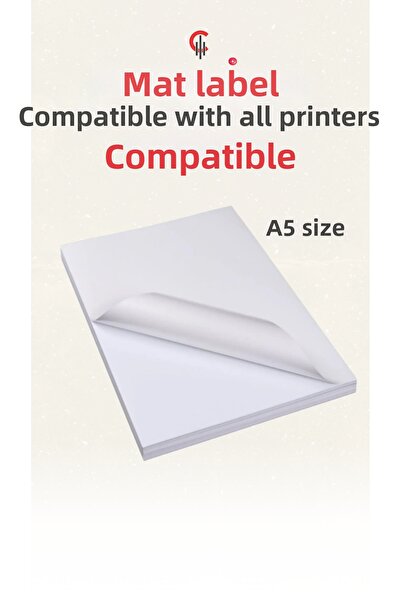 ÇÖZÜM KAĞIT ملصق لاصق غير لامع مناسب لجميع الطابعات مع خرطوشة حبر A5 25 قطعة
