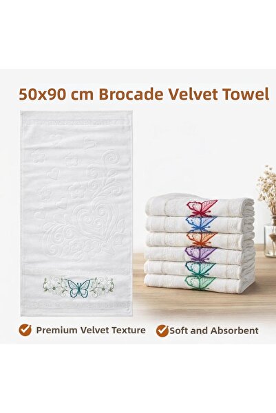 Peacock Set de 6 prosoape din catifea brodata