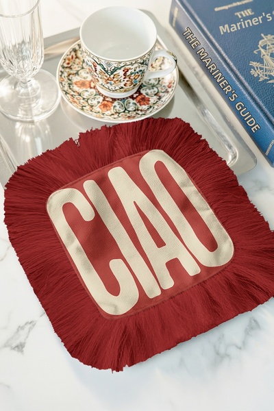 Evimde Bambaşka Șervețel de prezentare în stil retro italian cu franjuri - Șe...