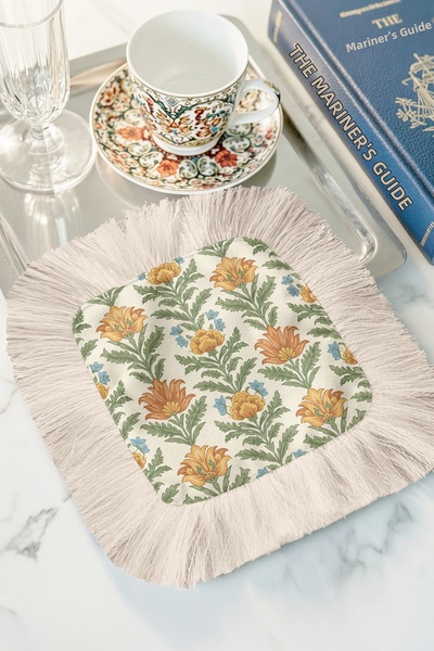 Evimde Bambaşka منديل زينة باروكي مزين بالزهور الربيعية - منديل أصيل ريفي بال...