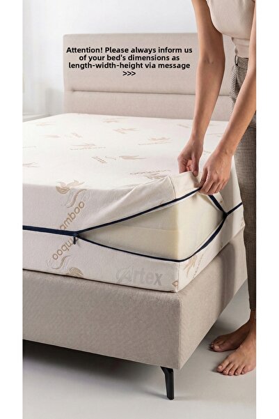 Artex Kılıf Bamboo 80X200 Mattress Cover Protector Cover with Zipper Quilted ...