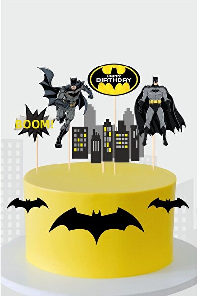 Markasız ucuz Batman Themed Birthday Party Supplies Set Toothpick Cake Decora...