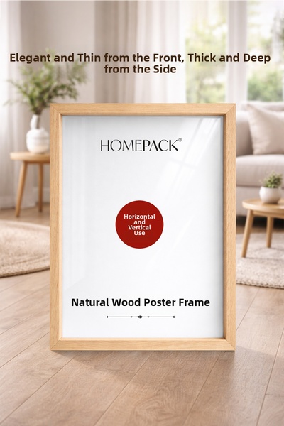 HOMEPACK Ramă groasă pentru poster, 33x48, din lemn natural, ramă goală, ramă...