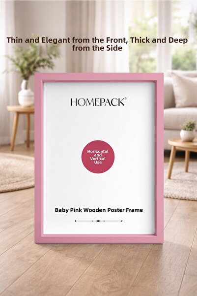 HOMEPACK Ramă groasă pentru poster, roz deschis, 33x48, ramă goală, ramă groa...