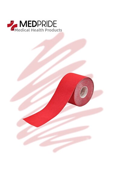 MedPride شريط كينيزيو الرياضي الأحمر - شريط ألم 5 متر × 5 سم