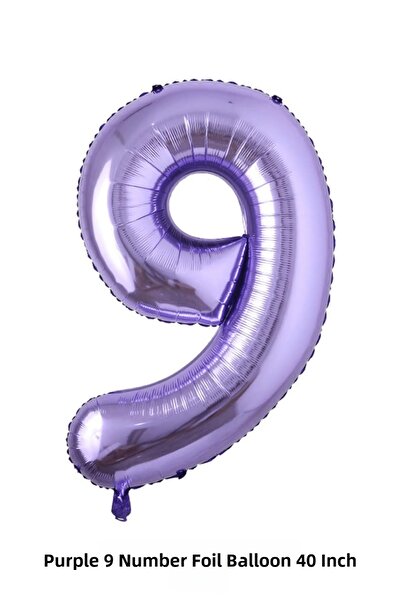 Bunloon Purple 9 Number Foil Balloon 40 Inch Birthday Decoration