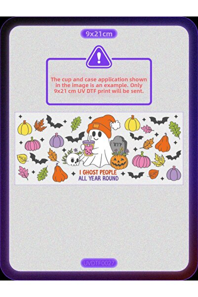 DYENOTE طباعة نقل حراري على الأكواب بتقنية UV DTF - هالوين - ملصق مقاوم للماء...