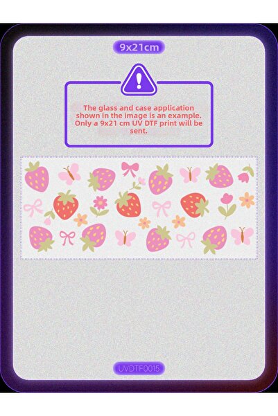 DYENOTE طباعة نقل حراري على الأكواب بتقنية UV DTF - فراولة - ملصق مقاوم للماء...