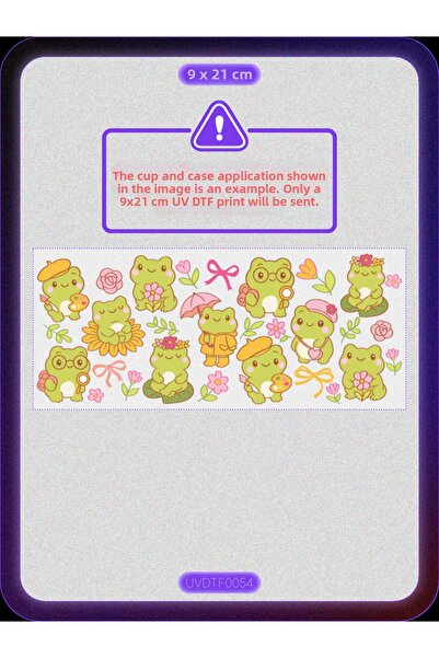 DYENOTE طباعة نقل حراري على الأكواب بتقنية UV DTF - ملصق على شكل ضفدع - ملصق ...