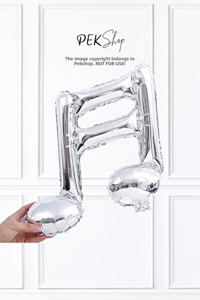 PEKSHOP 2-Pack Silver Note Shaped Foil Balloon Silver