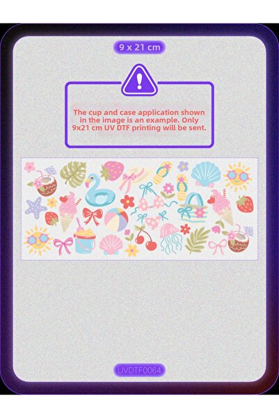 DYENOTE طباعة نقل حراري على الأكواب بتقنية UV DTF - صيف البحر - ملصق مقاوم لل...