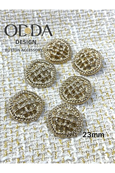 ODDA TASARIM ATÖLYESİ 23 mm Z.Ra Wicker Pattern Gold 6-Piece Button Set