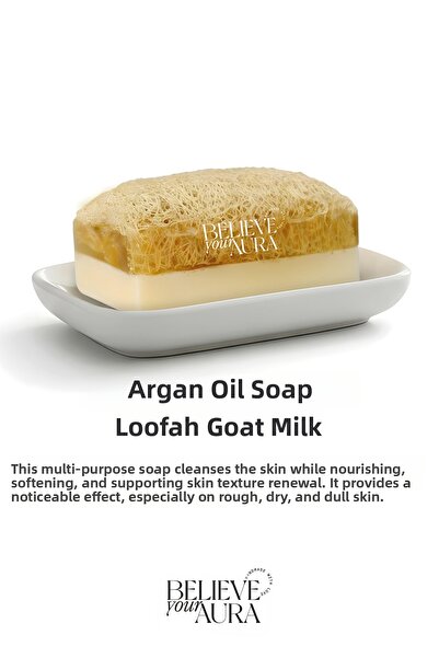 Believe Your Aura صابون زيت الأرغان بحليب الماعز - صابون طبيعي 100% مضاد للشع...