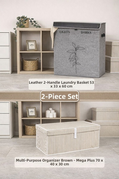 PONÇİK BEBEK Two-Compartment Laundry Basket Colorful & Dark Colored 2-Compart...