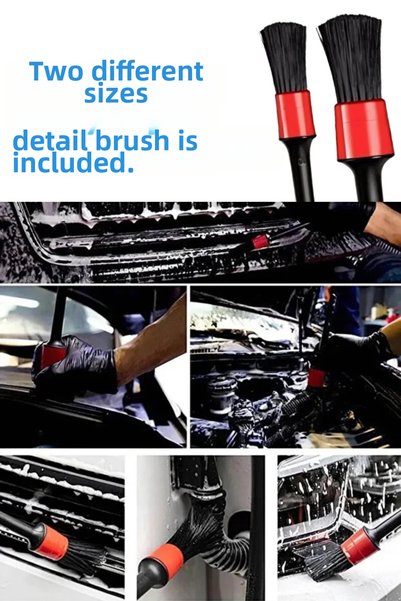 Depolife 6 Pieces Car Auto Detail Brush Sponge Microfiber Cloth Air Conditioner Wheel Home Seat Cleaning Drill Bit Head