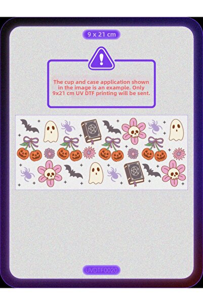 DYENOTE طباعة نقل حراري على الأكواب بتقنية UV DTF - هالوين - ملصق مقاوم للماء...