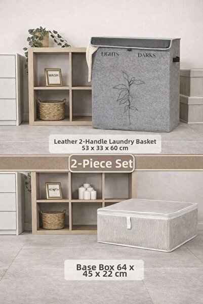 PONÇİK BEBEK Two-Compartment Laundry Basket Colorful & Dark Colored 2-Compart...