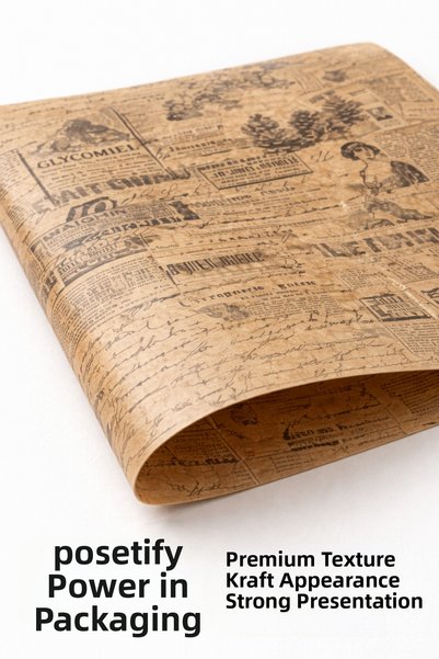 POŞETİFY Vintage Newspaper Patterned Presentation Paper | 100 Pieces |   Presentation Oil Paper 25X35Cm |   Decorative Serving Paper