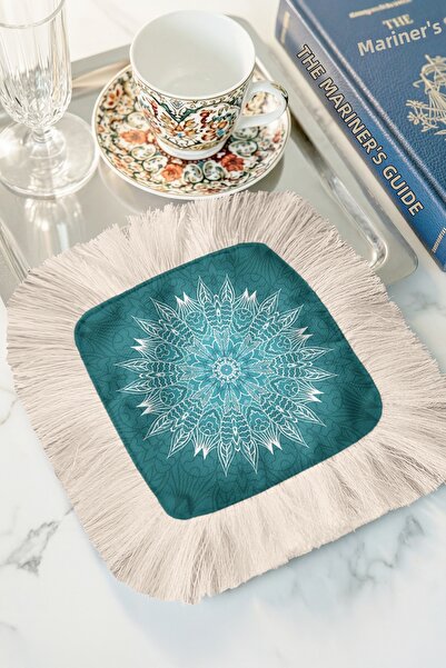 Evimde Bambaşka Șervețel de prezentare cu franjuri și motiv Mandala - Șervețe...