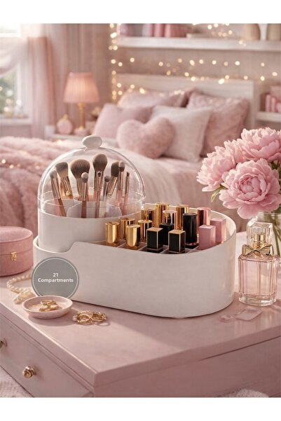Nesto Home 21 Compartment Makeup Organizer with Lid, Cosmetic and Lipstick Or...