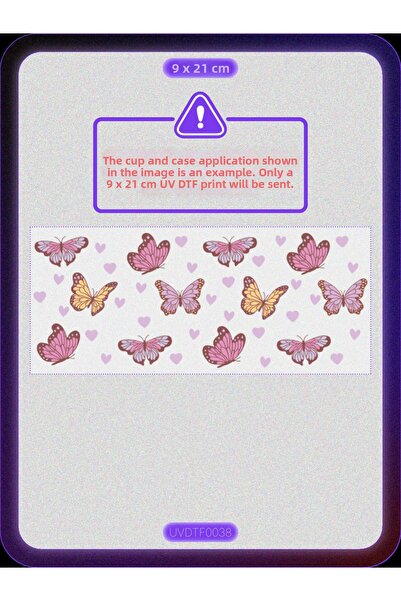 DYENOTE طباعة نقل حراري على الأكواب بتقنية UV DTF - تصميم فراشة - ملصق مقاوم ...