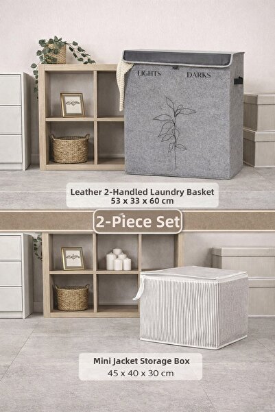 PONÇİK BEBEK Two-Compartment Laundry Basket Colorful & Dark-Tone 2-Compartmen...