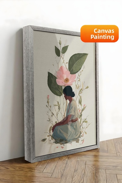 Postifull Pictură de perete, Tablou pe pânză cu ramă argintie de lux, Seria R...