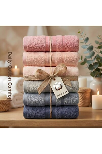 SHome Set de 6 prosoape pentru mâini și față 50×90 – Prosoape cu textura moal...