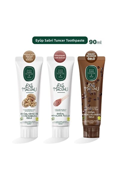 Eyüp Sabri Tuncer معجون أسنان 90 مل × 3 بخلاصة الجوز الطبيعي وقشرة الجوز